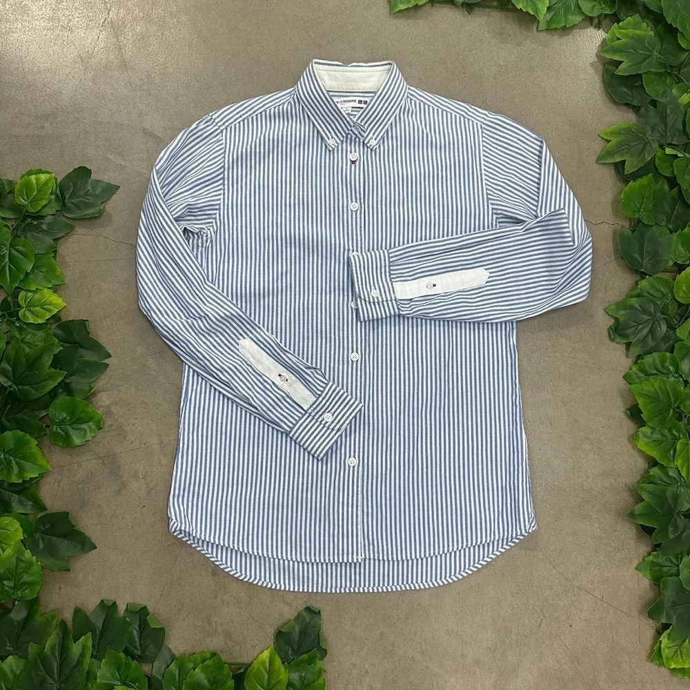 Uniqlo x Ines de la Fressange Blue White Striped Button Down Shirt